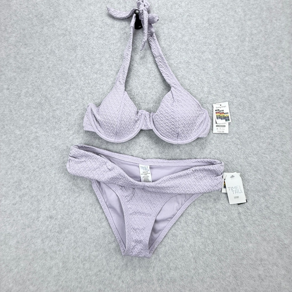 Time and Tru Bikini Women M Purple NWT beachy, summer, vacation, poolside